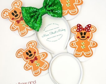 Minnie Mouse Ears, Christmas Holiday Minnie Ear, Gingerbread Minnie Mouse Ears, Minnie Ears, Disneyland Ear, Mickey Santa, Disney Treat Ear
