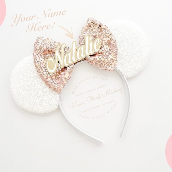 Minnie Mouse Ears, Mouse Ears For Adults and Kids, Bride Minnie Mouse Ears, Custom Name Minnie Ears, Disneyland Ear, Mickey Wedding Squad