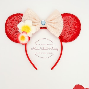Minnie Mouse Moana Ears, Disney Ears For Adults and Kids, Mickey Hawaiian Ears, Disneyland Ear, Mickey Birthday Ears, Mouse Ear Headband