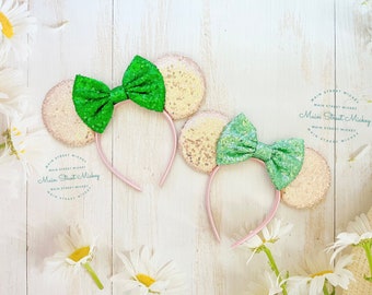 Orejas de Minnie Mouse para todas las edades, orejas de Disney para adultos y niños, elige el color de las orejas y el lazo, orejas de Minnie, orejas de novia, orejas color oro rosa, cumpleaños