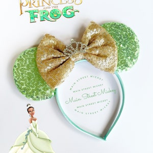 Minnie Mouse Tiana Ears, Disney Ears For Adults and Kids, Princess and the Frog Minnie Mouse Ears, Minnie Ears, Disneyland Ear, Tiana Party