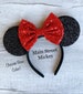 Minnie Mouse Ears, Disney Ears For Adults and Kids, White Minnie Mouse Ears, Red Minnie Ears, Disneyland Ear, Choose Bow Color, Mickey Ear 