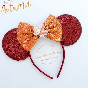 Oreilles d’automne Minnie Mouse, oreilles Disney pour adultes et enfants, oreille de souris feuille d’automne, oreille Mickey, oreille Disneyland, oreille Disney Thanksgiving