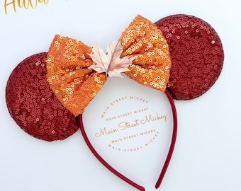 Minnie Mouse Autumn Ears, Disney Ears For Adults and Kids, Fall Leaf Mouse Ear, Mickey Ear, Disneyland Ear, Disney Thanksgiving Ear