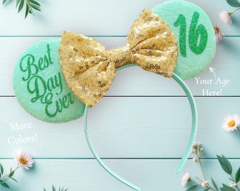 Minnie Mouse Ears, Birthday Ears For Adults and Kids, Minnie Mouse Party Ears, Any Age Minnie Ears, Disneyland Ear, Best Day Ever Ear