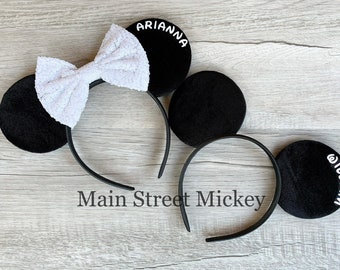 Orelhas personalizadas da Minnie Mouse, orelhas da Disney para adultos e crianças, orelhas da Minnie, orelha da Disneylândia, orelhas do Mickey Mouse, orelha de rato personalizada, orelhas do Mickey