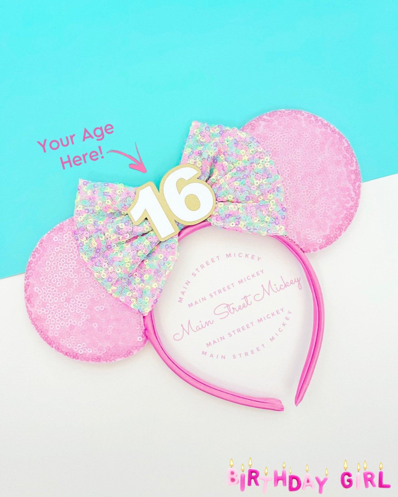 Minnie Mouse Ears, Birthday Ears For Adults and Kids, Minnie Mouse Party Ears, Any Age Minnie Ears, Disneyland Ear, Mickey Birthday Ear