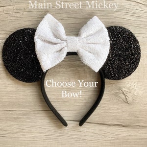 Minnie Mouse Ears, Disney Ears For Adults and Kids, Red Minnie Mouse Ears, White Minnie Ears, Disneyland Ear, Choose Bow Color, Mickey Ear