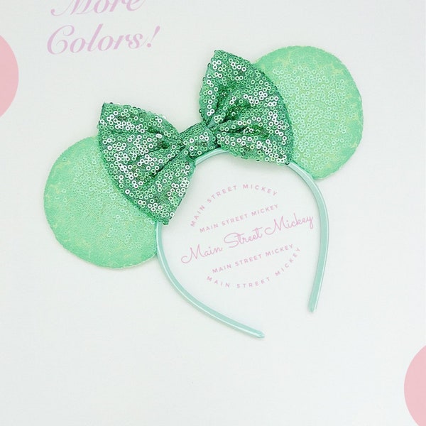 Minnie Mouse Ears All Ages, Disney Ears for Adults and Kids, Choose Ear and Bow Color, Minnie Ears, Mouse Ear, Mint Color Ears, Birthday Ear