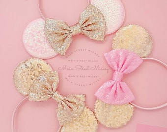 Minnie Mouse Ears, Disney Ears For Adults and Kids, Bride Minnie Mouse Ears, Minnie Ears, Disneyland Ear, Rose Gold Ears, Mickey Wedding