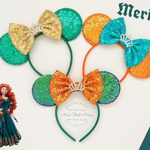 Minnie Mouse Merida Ears, Disney Ears For Adults and Kids, Disney Brave Minnie Mouse Ears, Minnie Ears, Disneyland Ear, Princess Party Ear