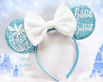 Minnie Mouse Cinderella Ears, Disney Ears For Adults and Kids, Princess Mouse Ear, Mickey Ear, Disneyland Ear, Fairy Godmother Mouse Ear