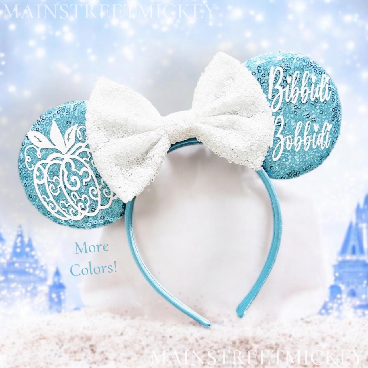 Minnie Mouse Sequin Ears Headband Aqua Blue Disney NWT Disney Parks Little Mermaid Ears Ariel Aqua Scales Sequins  main image 2