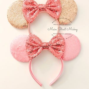 Minnie Mouse Ears, Disney Ears For Adults and Kids, Bride Minnie Mouse Ears, Pink Minnie Ear, Disneyland Ear, Rose Gold Ears, Mickey Wedding