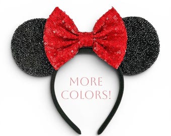 Mouse Ears Mesh Sequin Minnie Mickey Headband Ears for Kids and Adults