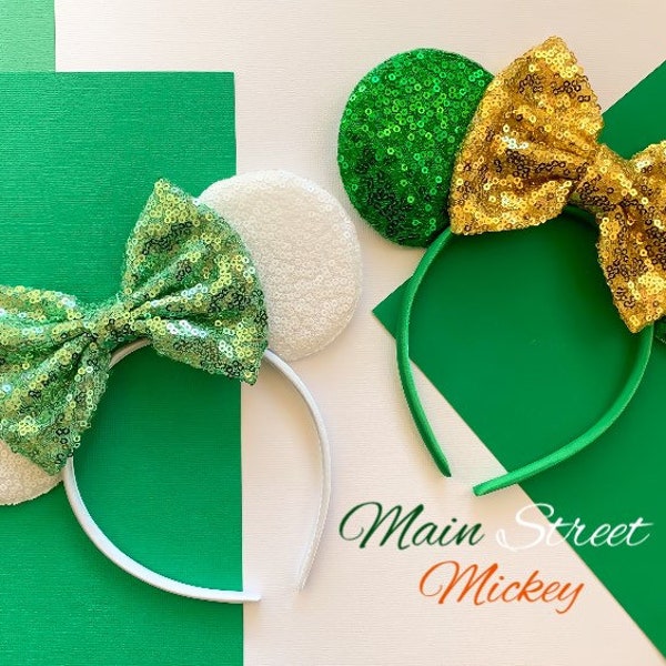 Minnie Mouse Ears, Disney Ears For Adults and Kids, St Patrick’s Day Minnie Mouse Ears, Green Minnie Ears, Disneyland Ear, Mickey Headband