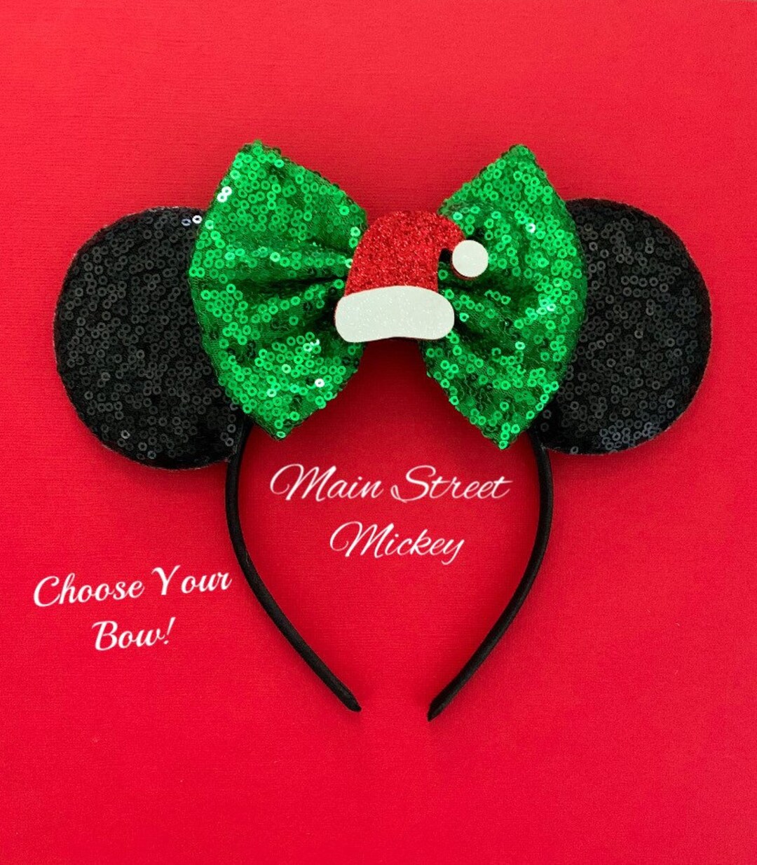 Minnie Mouse Ears, Christmas Holiday Minnie Ear, Red Minnie Mouse Ears