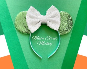Minnie-Maus-Ohren, Disney-Ohren für Erwachsene und Kinder, St. Patricks Day Minnie-Maus-Ohren, grünen Minnie-Ohren, Disneyland-Ohr, Micky-Stirnband