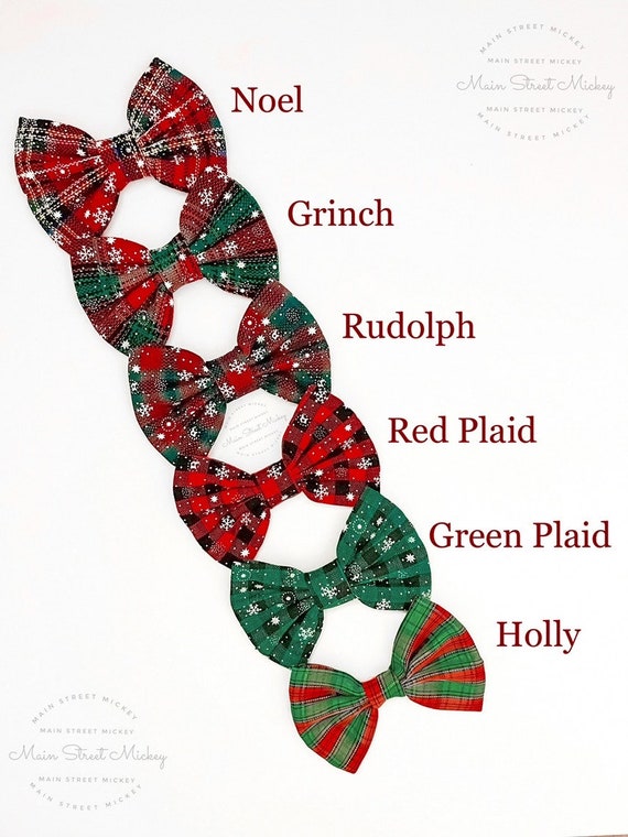 Disney Minnie Mouse Plaid Bow Mouse Ears Headband Holly Leaf Christmas Red Green Disney Minnie Mouse Ears Christmas Holiday Holly Plaid Bow  main image 2