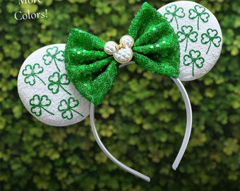 Minnie Mouse St Patrick’s Day Ear, Pattys Day Mouse Ear, Mickey Clover Ear, Disneyland Ear, Shamrock Mouse Ear, Mickey Shamrocks Mouse Ear