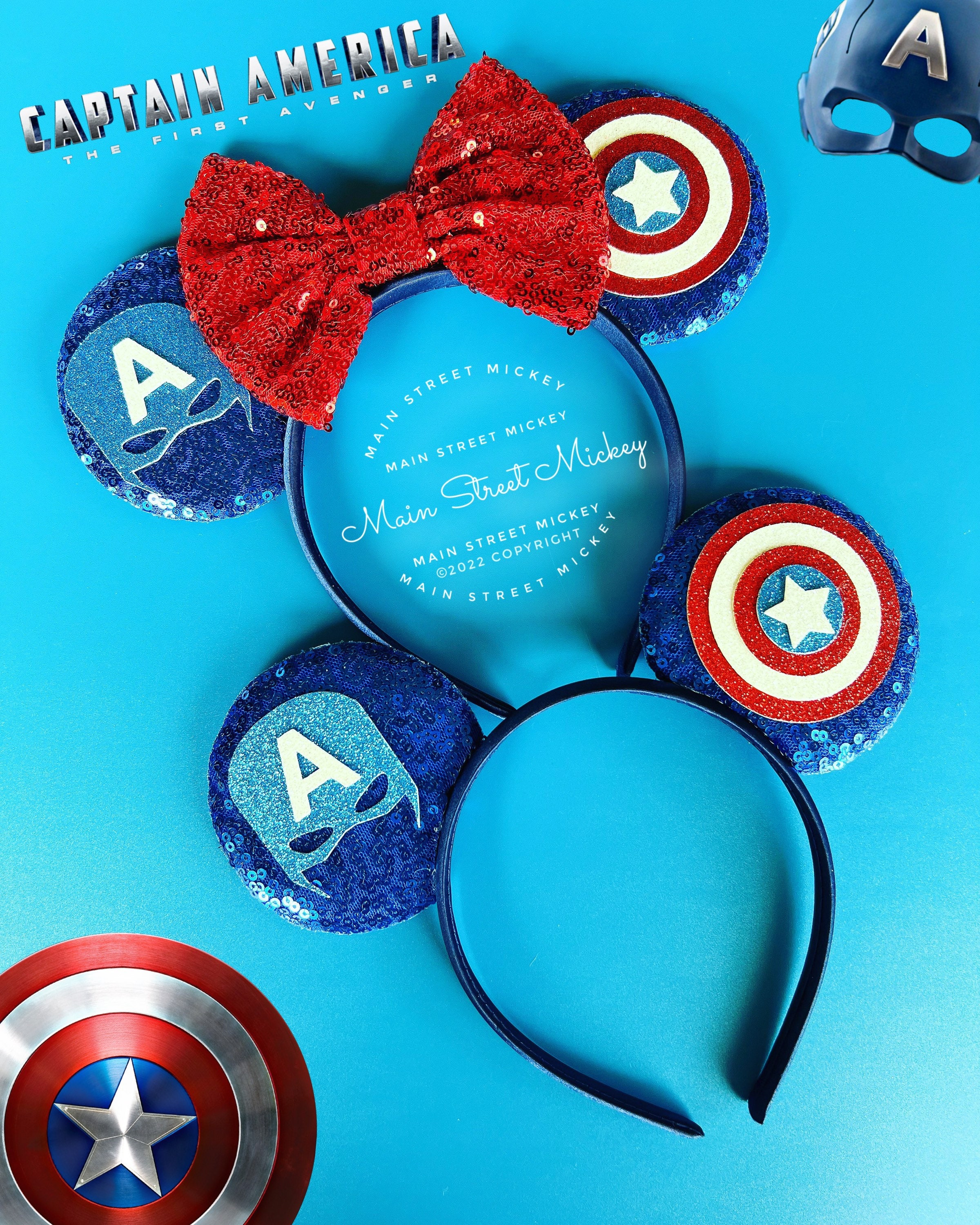 2021 Disney Parks Marvel Captain America Minnie Ear Headband NEW Captain America Merch at World of Disney main image 2