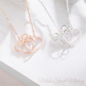 Minnie Mouse Rose Gold Necklace, Mickey Mouse Pendant, Minnie Mouse Charm, Disney Jewelry, Swarovski Crystal Mickey Necklace, Mickey Jewelry