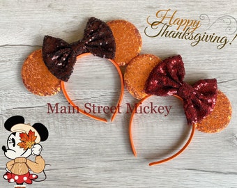 Minnie Mouse Ears, Disney Ears For Adults and Kids, Thanksgiving Mouse Ear, Minnie Ears, Disneyland Ear, Fall Mickey Ears, Mouse Turkey Ears