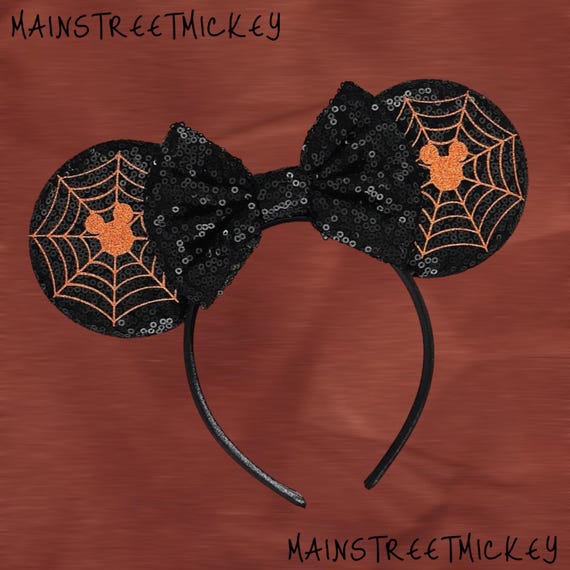 Disney’s Minnie mouse spiderweb and sequin orange bow ears Disney main image 3