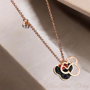 Mickey Mouse Rose Gold Necklace, Mickey Mouse Pendant, Mickey Mouse Charm, Disney Jewelry, Swarovski Crystal Mickey Necklace, Mickey Jewelry