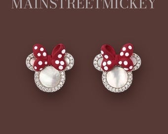 Boucles d'oreilles Minnie Mouse, pendentif Mickey Mouse, breloque Minnie Mouse, bijoux souris, boucles d'oreilles Mickey en cristal Swarovski, bijoux Mickey