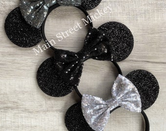 Mouse Ears Mesh Sequin Minnie Mickey Headband Ears for Kids and Adults
