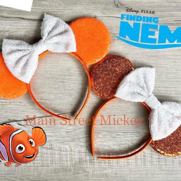 Minnie Mouse Nemo Ears, Disney Ears For Adults and Kids, Minnie Ears, Disneyland Ear, Mickey Mouse Ears, Mouse Ear, Mickey Mouse Dory Ears