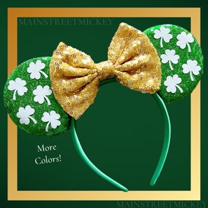 Minnie Mouse St Patrick’s Day Ear, Pattys Day Mouse Ear, Mickey Clover Ear, Disneyland Ear, Shamrock Mouse Ear, Mickey Shamrocks Mouse Ear