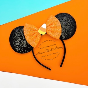 Minnie Mouse Candy Corn Ears, Disney Ears For Adults and Kids, Halloween Mouse Ear, Mickey Ear, Disneyland Ear, Disney Boo Bash Costume Ear