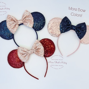 Minnie Mouse Ears All Ages, Disney Ears for Adults and Kids, Choose Ear and Bow Color, Minnie Ears, Navy Ears, Red Color Ears, Birthday Ear