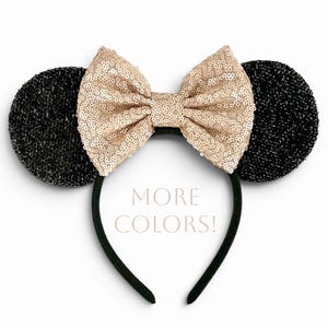 Orejas de ratón de malla con lentejuelas, diadema de Minnie y Mickey para niños y adultos.