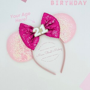 Minnie Mouse Ears, Birthday Ears For Adults and Kids, Minnie Mouse Party Ears, Any Age Minnie Ears, Disneyland Ear, Mickey Birthday Ear