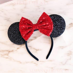 Muisoren van mesh met pailletten, Minnie Mouse-hoofdband met oortjes voor kinderen en volwassenen.