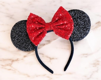 Mouse Ears Mesh Sequin Minnie Mickey Headband Ears for Kids and Adults