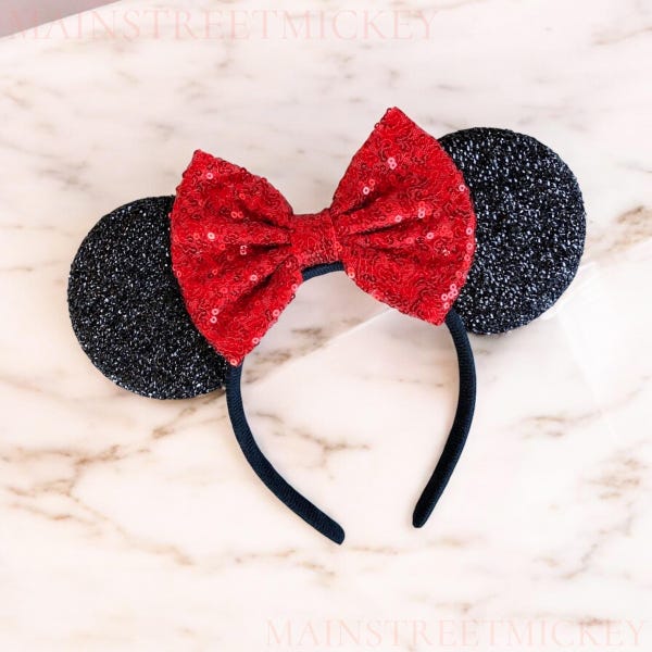 Mouse Ears Mesh Sequin Minnie Mickey Headband Ears for Kids and Adults