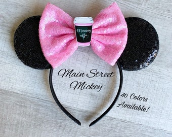 Minnie Mouse Ears for All Ages, Starbucks Minnie Ears, Starbucks Mickey Ear, Disney Ears Choose Your Ear and Bow Color, Coffee Mouse Ears