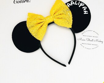 Orelhas personalizadas da Minnie Mouse, orelhas da Disney para adultos e crianças, orelhas da Minnie, orelha da Disneylândia, orelhas do Mickey Mouse, orelha de rato personalizada, orelhas do Mickey