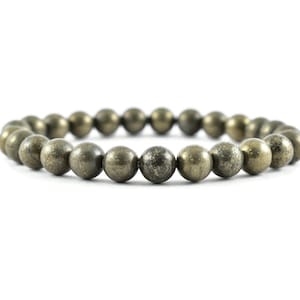 PYRITE Round Beaded Bracelet – Healing Crystals, Gemstone Bracelet