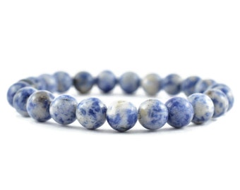 SODALITE Bracelet perlé rond – Cristaux de guérison, Bracelet de pierre précieuse