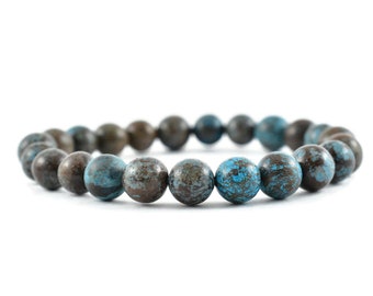 CHRYSOCOLLA Round Beaded Bracelet – Healing Crystals, Gemstone Bracelet