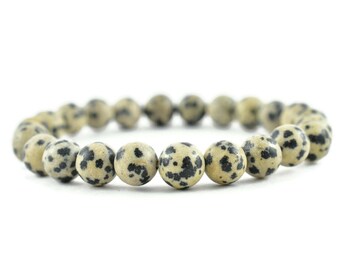 DALMATISK JASPER Rundt Pärlarmband – Läkande Kristaller, Ädelstensarmband