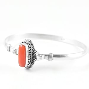 Red Coral Bracelet, Tribal Bracelet, Sterling Silver Bracelet, Boho Bracelet, Natural Red Coral, 92.5 Sterling Silver, Christmas Gift