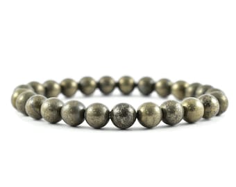 PYRITE Runde Perlen Armband - Heilung Kristalle, Edelstein Armband