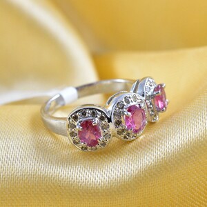 Ruby Engagement Ring for women, Ruby Diamond Ring, Sterling Silver, Gifts for her