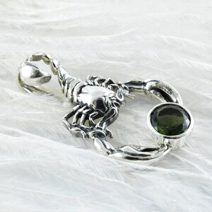 Scorpion Sterling Silver Pendant, Genuine Czech Moldavite, Handmade